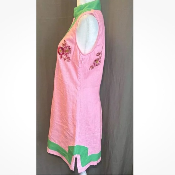 SAIL to Sable Linen Hot Pink green  Tunic dress Custom size small - Picture 3 of 13